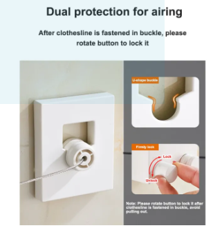 Hot Retractable Indoor And Outdoor Clothes Wall Hanger Magic Drying Rack Balcony Bathroom Invisible Clothesline Wire Rope,drying String For Home Balcony Room Color